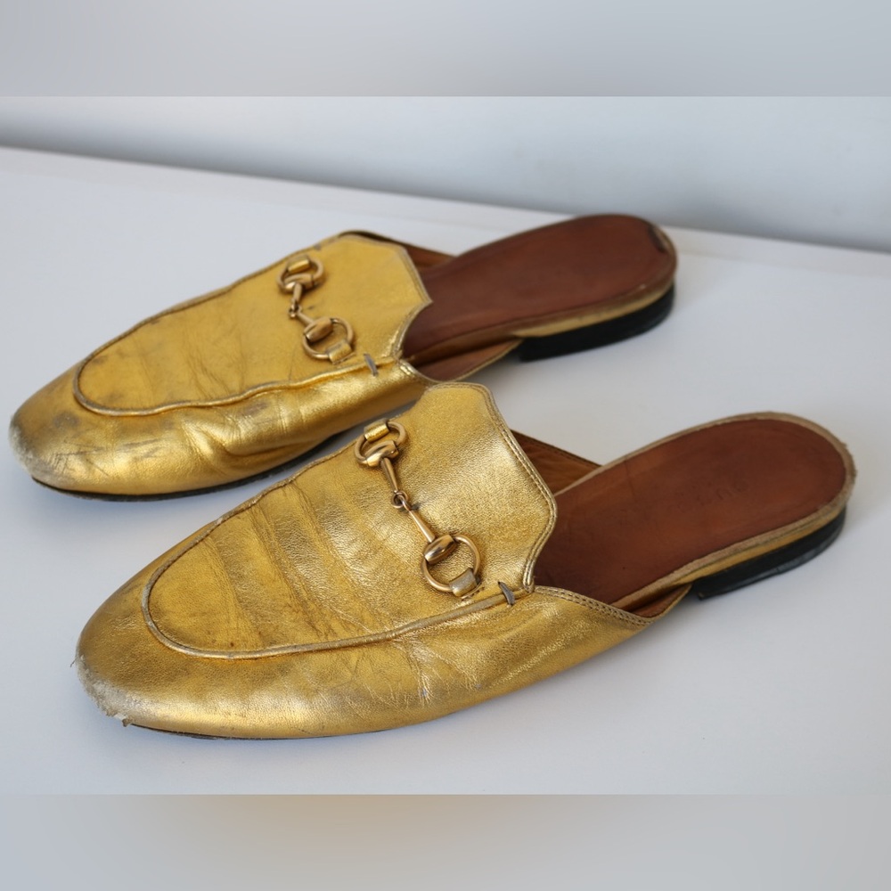 Gucci Limited Edition Gold Mules